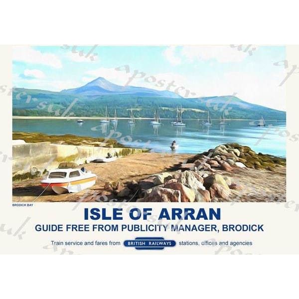 Vintage Style Railway Poster Isle of Arran Brodick Bay A3/A2