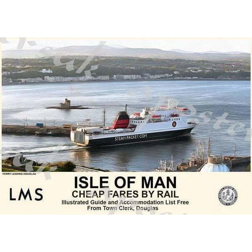 Vintage Style Railway Poster Isle of Man Ferry A3/A2 Print -