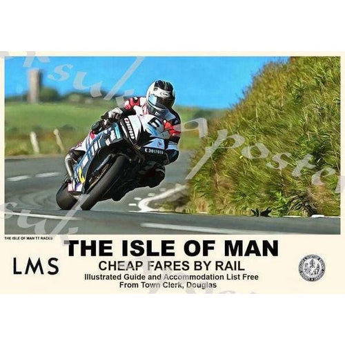 Vintage Style Railway Poster Isle of Man TT Races A3/A2 