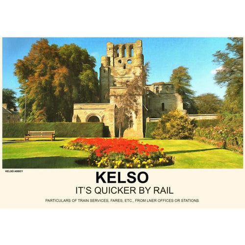 Vintage Style Railway Poster Kelso Abbey A3/A2 Print - 