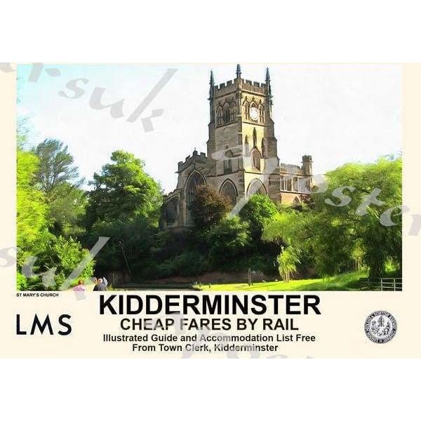 Vintage Style Railway Poster Kidderminster A3/A2 Print Vintage Poster