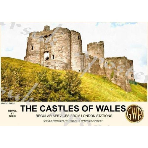 Vintage Style Railway Poster Kidwely Castle Wales A3/A2 
