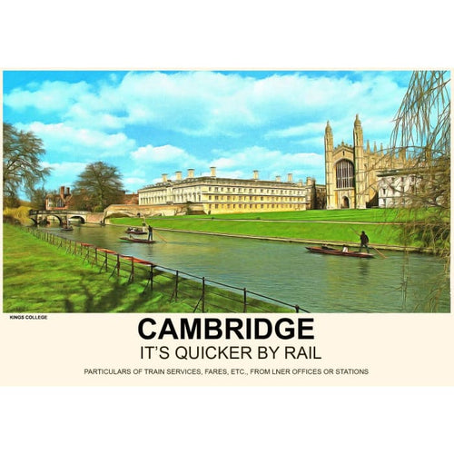 Vintage Style Railway Poster Kings College Cambridge A3/A2 