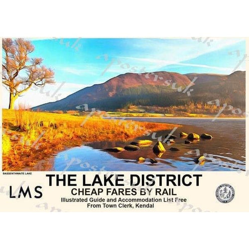 Vintage Style Railway Poster Lake District Bassenthwaite 