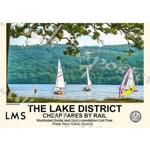 Vintage Style Railway Poster Lake District Coniston Water 