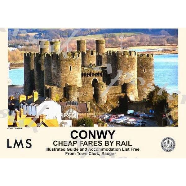Vintage Style Railway Poster Lake District Conwy Castle 