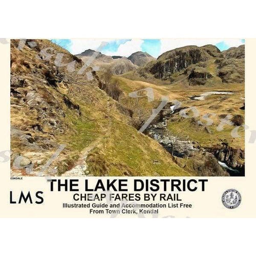 Vintage Style Railway Poster Lake District Eskdale A3/A2 