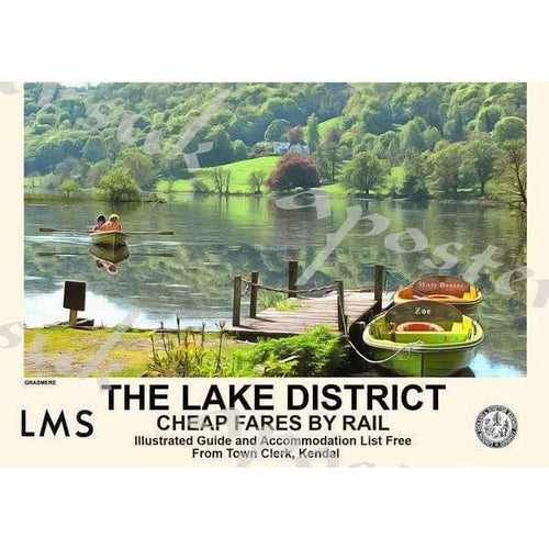 Vintage Style Railway Poster Lake District Grasmere A3/A2 