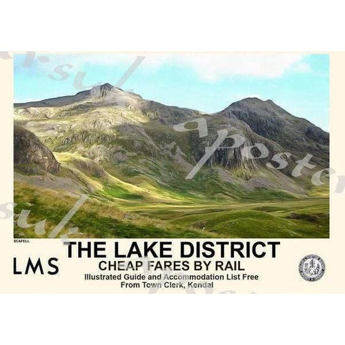 Vintage Style Railway Poster Lake District Scafell A3/A2 