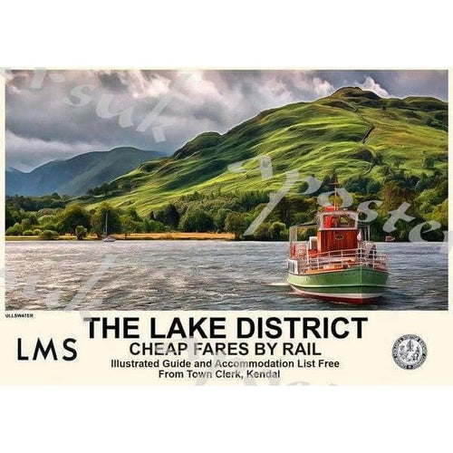 Vintage Style Railway Poster Lake District Ullswater A3/A2 