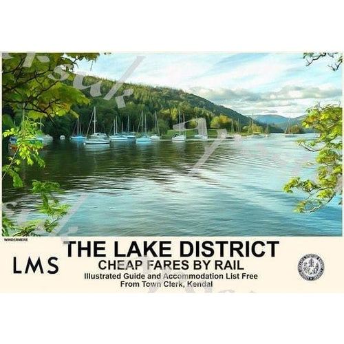 Vintage Style Railway Poster Lake District Windermere A3/A2 