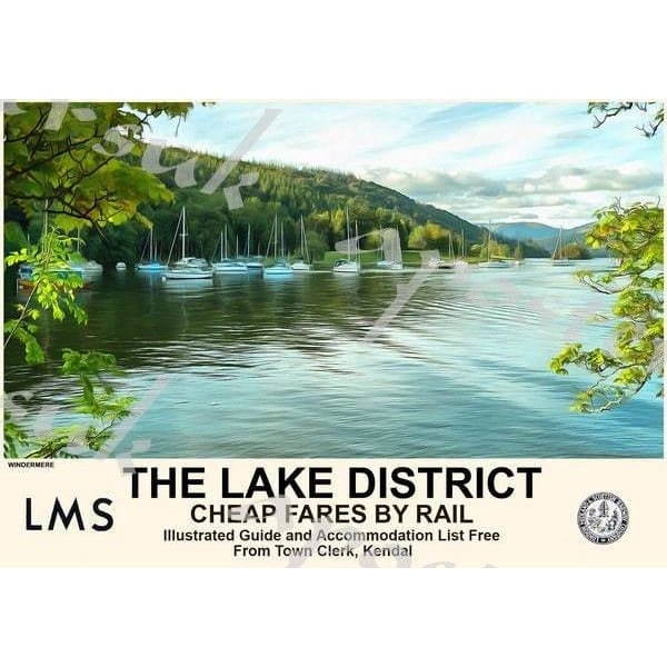 Vintage Style Railway Poster Lake District Windermere A3/A2 