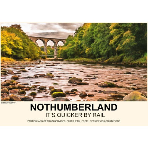 Vintage Style Railway Poster Lambley Viaduct Northumberland 
