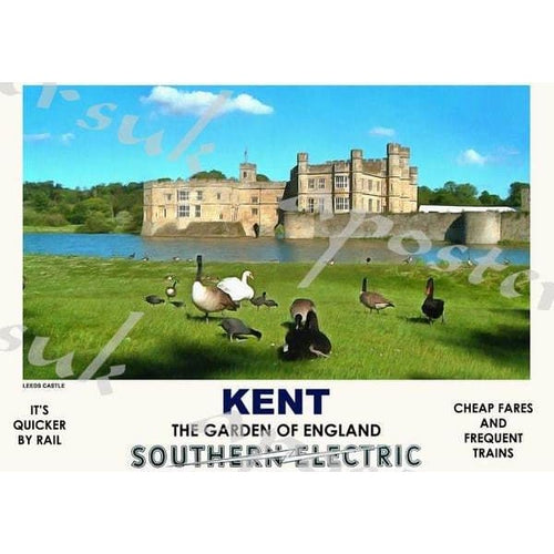 Vintage Style Railway Poster Leeds Castle Kent A3/A2 Print -