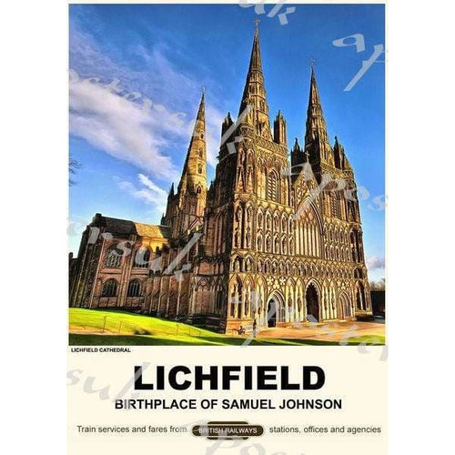 Vintage Style Railway Poster Lichfield A3/A2 Print - Posters