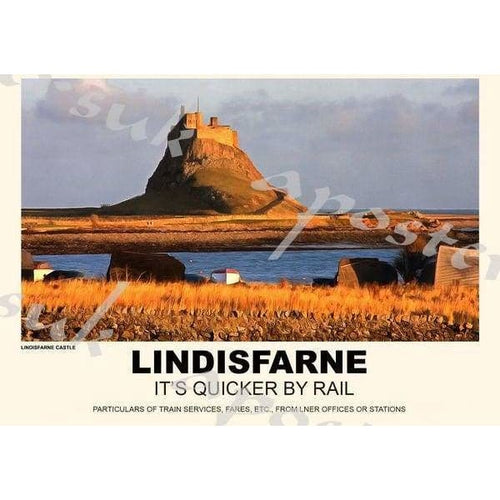 Vintage Style Railway Poster Lindisfarne A3/A2 Print - 