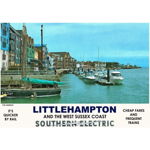 Vintage Style Railway Poster Littlehampton West Sussex A3/A2