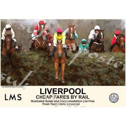 Vintage Style Railway Poster Liverpol Aintree Grand National