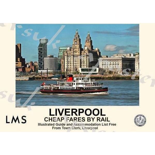 Vintage Style Railway Poster Liverpol Mersey Ferry A3/A2 