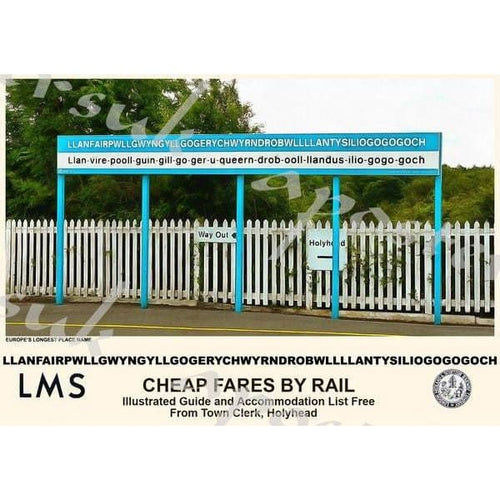 Vintage Style Railway Poster Llanfair PG UK’s Longest 