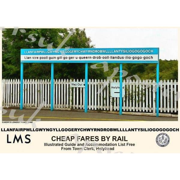 Vintage Style Railway Poster Llanfair PG UK’s Longest 