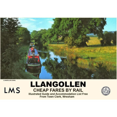 Vintage Style Railway Poster Llangollen Canal A3/A2 Print - 