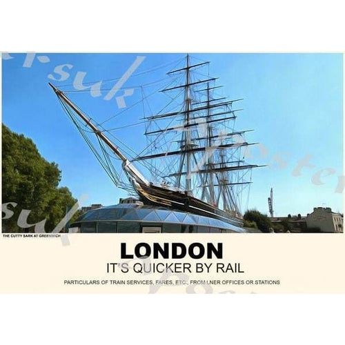 Vintage Style Railway Poster London Cutty Sark A3/A2 Print -