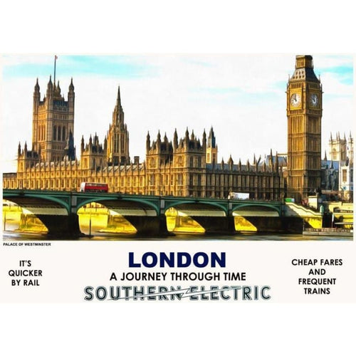 Vintage Style Railway Poster London Houses of Parliament 