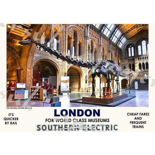 Vintage Style Railway Poster London Natural History Museum 