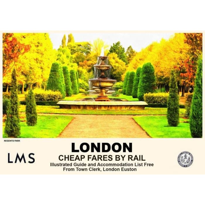 Vintage Style Railway Poster London Regents Park A4/A3/A2 