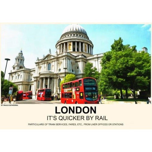 Vintage Style Railway Poster London St Pauls Cathedral 