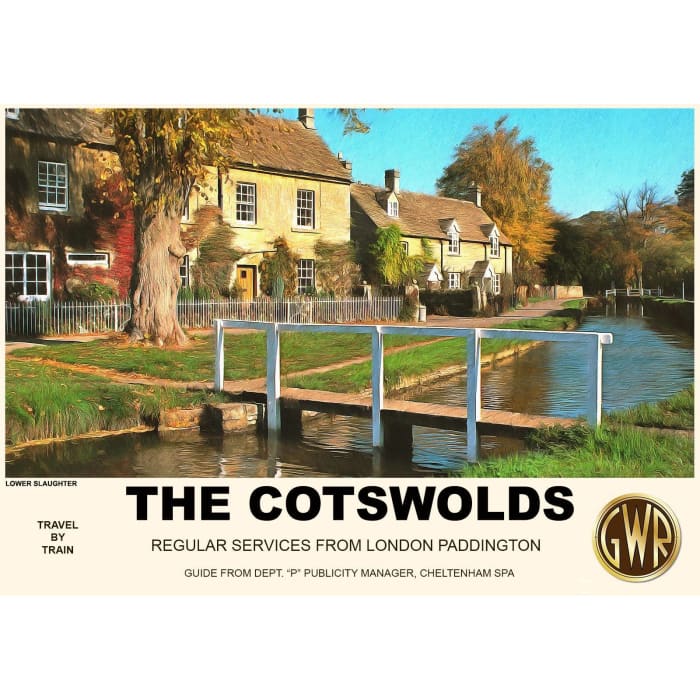 Vintage Style Railway Poster Lower Slaughter Cotswolds A3/A2