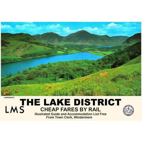 Vintage Style Railway Poster Loweswater Lake District A3/A2 