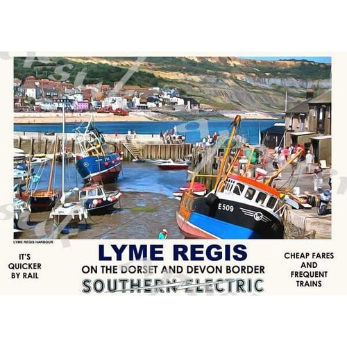 Vintage Style Railway Poster Lyme Regis Dorset A3/A2 Print -
