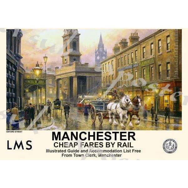 Vintage Style Railway Poster Manchester A3/A2 Print - 