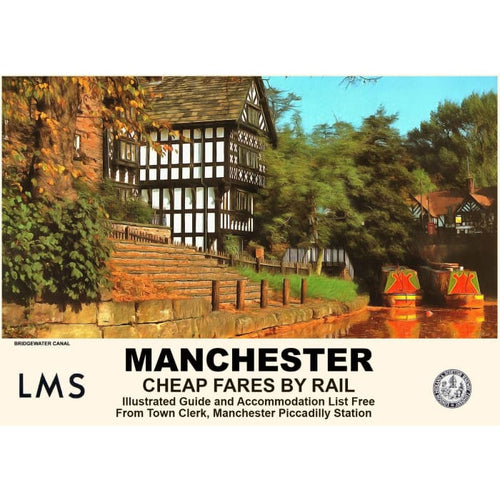 Vintage Style Railway Poster Manchester Bridgewater Canal 