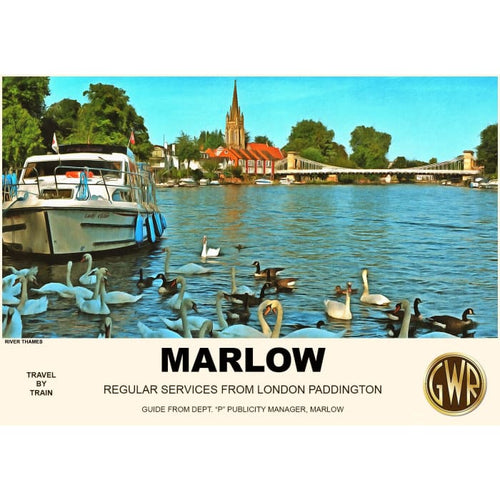 Vintage Style Railway Poster Marlow Buckinghamshire A3/A2 