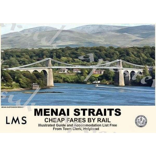 Vintage Style Railway Poster Menai Straits A3/A2 Print - 