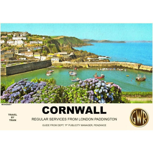 Vintage Style Railway Poster Mevagissey Cornwall A3/A2 Print