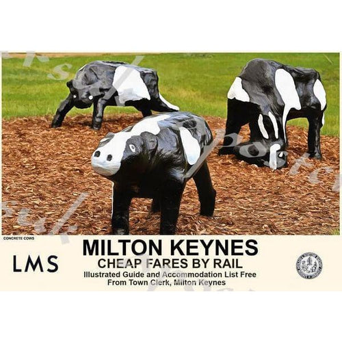 Vintage Style Railway Poster Milton Keynes A3/A2 Print - 