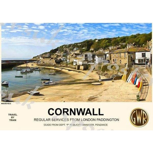 Vintage Style Railway Poster Mousehole Cornwall A3/A2 Print 