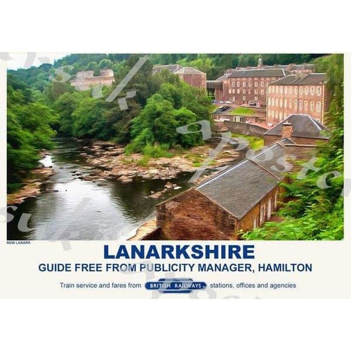Vintage Style Railway Poster New Lanark A3/A2 Print - 