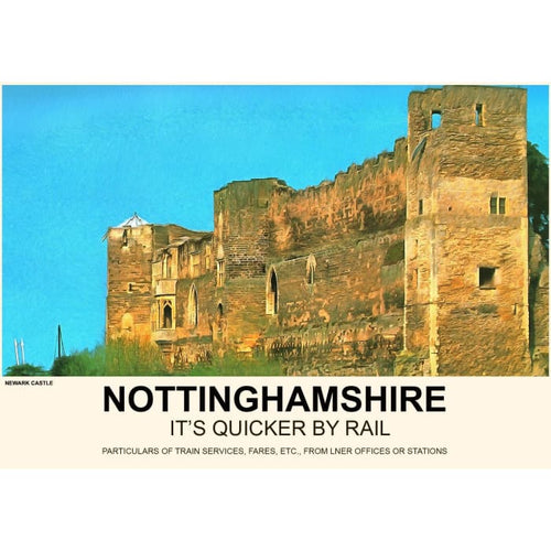 Vintage Style Railway Poster Newark Castle Nottinghamshire 