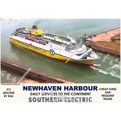 Vintage Style Railway Poster Newhaven Ferry A3/A2 Print - 