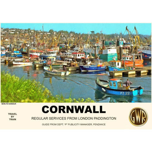 Vintage Style Railway Poster Newlyn Cornwall A3/A2 Print - 