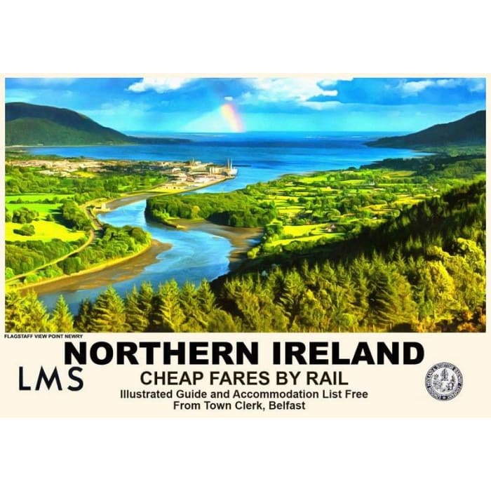 Vintage Style Railway Poster Newry Northern Ireland A4/A3/A2