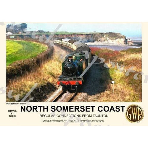 Vintage Style Railway Poster North Somerset Coast A3/A2 