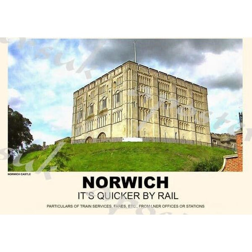 Vintage Style Railway Poster Norwich Castle A3/A2 Print - 