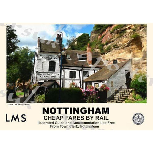 Vintage Style Railway Poster Nottingham Ye Olde Trip To 