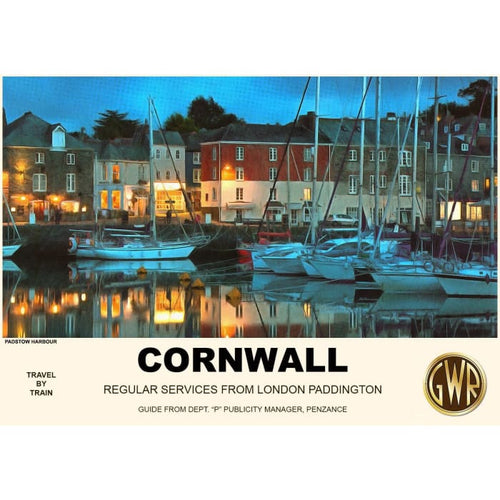 Vintage Style Railway Poster Padstow Cornwall Coast A3/A2 
